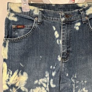 Vintage Lee Factory Bleached Hippy Jeans Distressed Boho  Mexico Size 8 Long